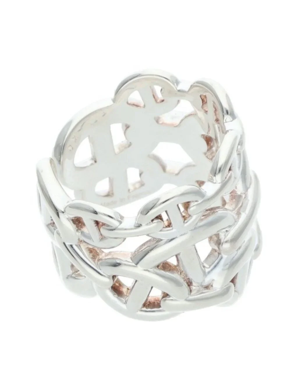Hermes Chaine D'ancre Enchainee GM Silver Ring